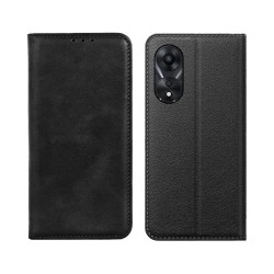 Funda Abatible de Cuero con Bolsillo Interno para Oppo A78 4G Negro Funda Abatible de Cuero con Bolsillo Interno para Oppo A78 4G Negro