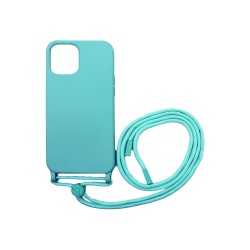 Capa de Silicone com Cordão para Apple iPhone 13 Verde Mar Capa de Silicone com Cordão para Apple iPhone 13 Verde Mar