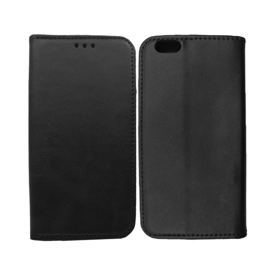 Capa Flip de Couro com Bolso Interno para Apple iPhone 6 Plus Preto