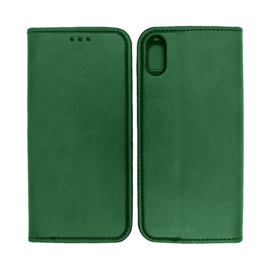 Leather Flip Cover with Internal Pocket for Apple iPhone XR Green