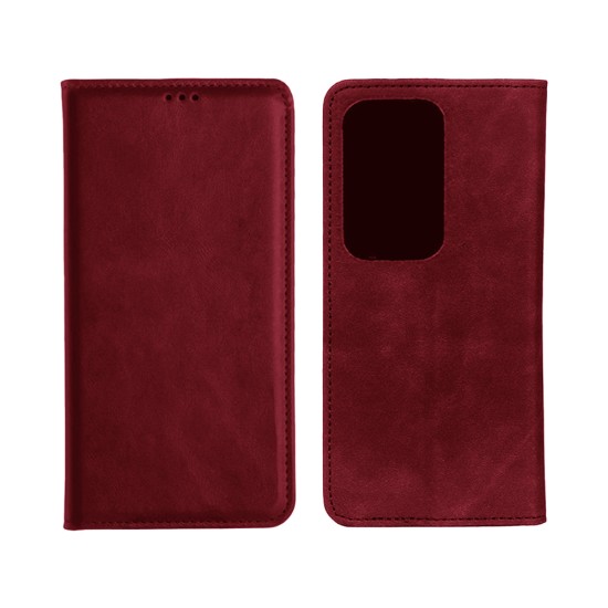 Leather Flip Cover with Internal Pocket For Oppo A80 5G Red