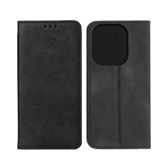 Leather Flip Cover with Internal Pocket for Oppo A40 Black