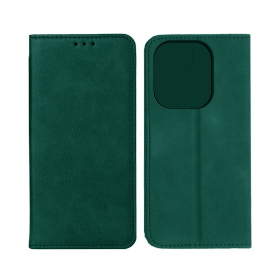 Leather Flip Cover with Internal Pocket for Oppo A40 Green