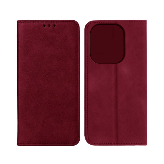 Leather Flip Cover with Internal Pocket for Oppo A40 Red