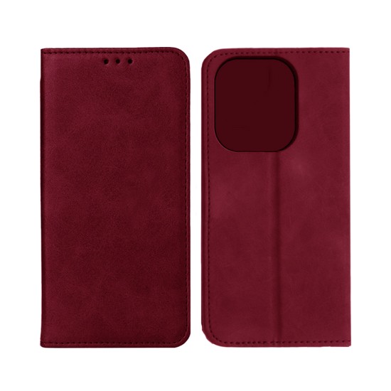 Capa Flip de Couro com Bolso Interno para Xiaomi Redmi Note 14 5G Vermelho