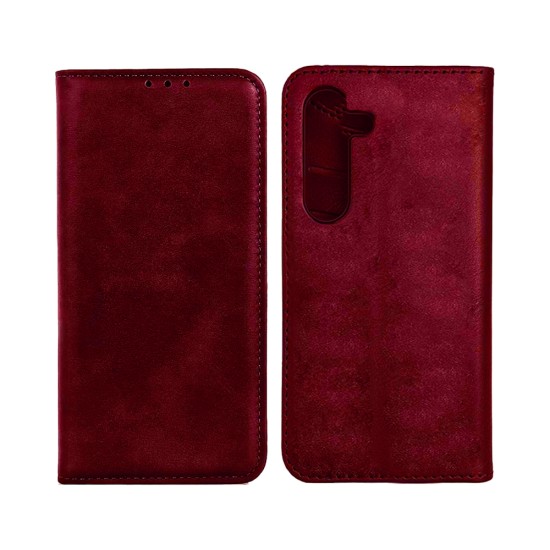 Leather Flip Cover with Internal Pocket for Samsung Galaxy S24 FE Red