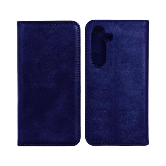 LEATHER FLIP COVER WITH INTERNAL POCKET FOR SAMSUNG GALAXY A26 BLUE