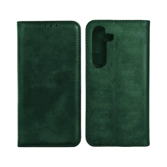 LEATHER FLIP COVER WITH INTERNAL POCKET FOR SAMSUNG GALAXY A26 Green