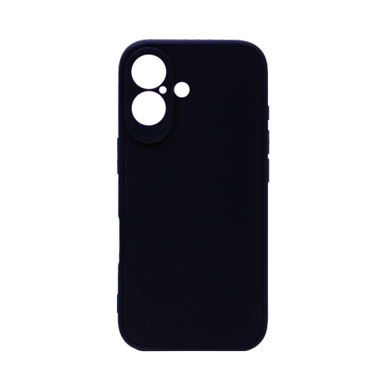 Funda de silicona suave con Marco de Cámara para Apple iPhone 16 Negro