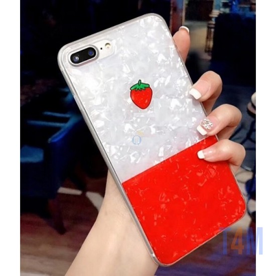 COVER SILICONE BLING GLITTER FOR IPHONE X STRAWBERRY