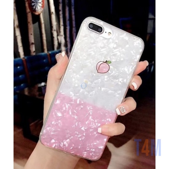 COVER SILICONE BLING GLITTER FOR IPHONE X PEACH