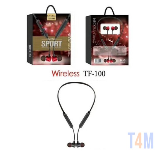 TF-100 NEW WIRELESS BLUETOOTH HANGING HEADPHONES NECK SPORTS 5.0 PRETO