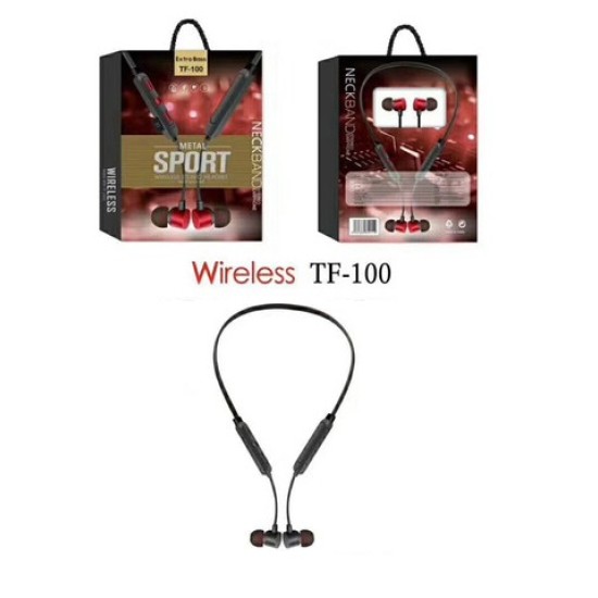 TF-100 NEW WIRELESS BLUETOOTH HANGING HEADPHONES NECK SPORTS 5.0 PRETO