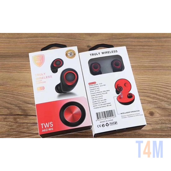 AKZ-W6 TWS WIRELESS EARBUD DOUBLE EAR BLUETOOTH WIRELESS RED