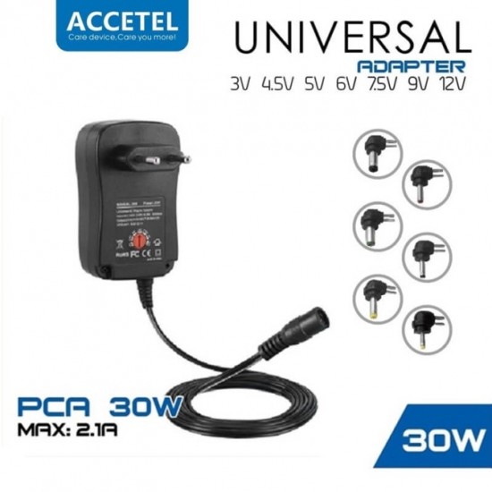 ACCETEL UNIVERSAL PCA-30W MUTI VOLTAGE AC/DC ADAPTER