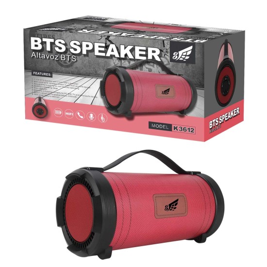 ALTAVOZ BTS K3612 BLUETOOTH/FM/AUDIO/USB ROJO