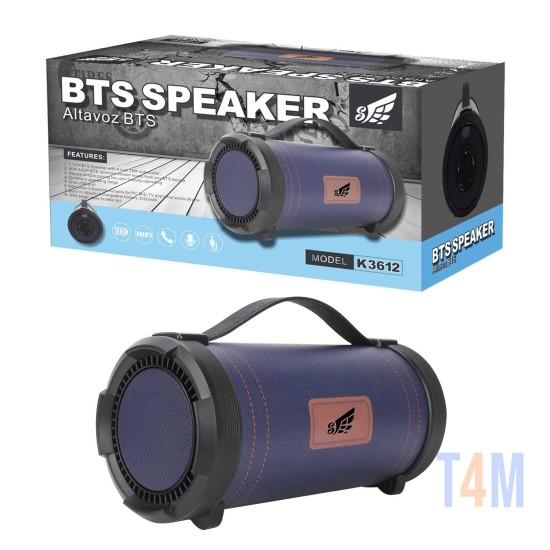 ALTAVOZ BTS K3612 BLUETOOTH/FM/AUDIO/USB AZUL