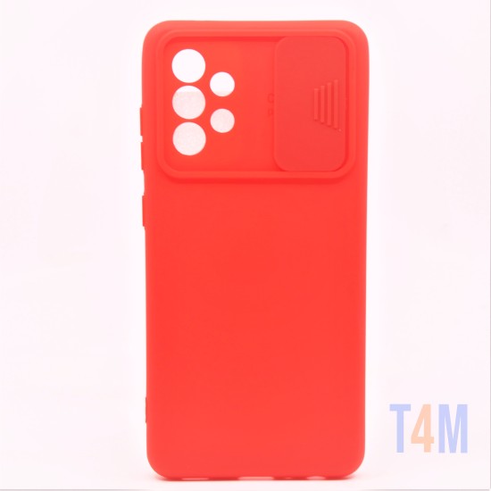 SILICONE COVER WITH CAMERA SHIELD FOR SAMSUNG GALAXY A52 RED