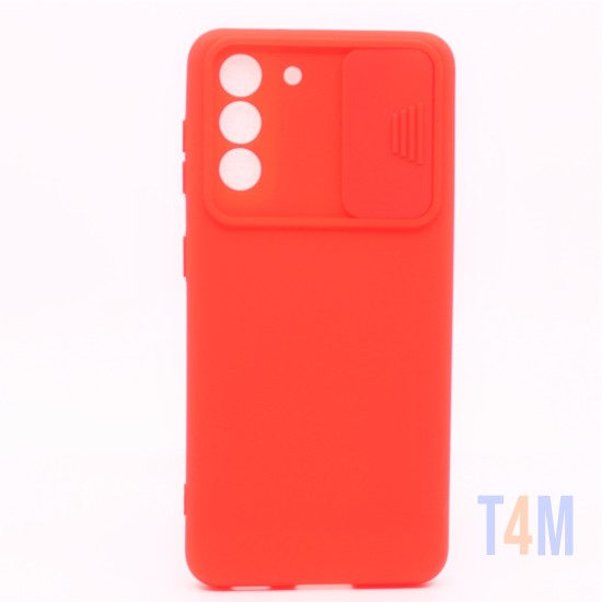 FUNDA DE SILICONA CON PROTECCIÓN PARA CÁMARA POR SAMSUNG GALAXY S21 PLUS ROJO