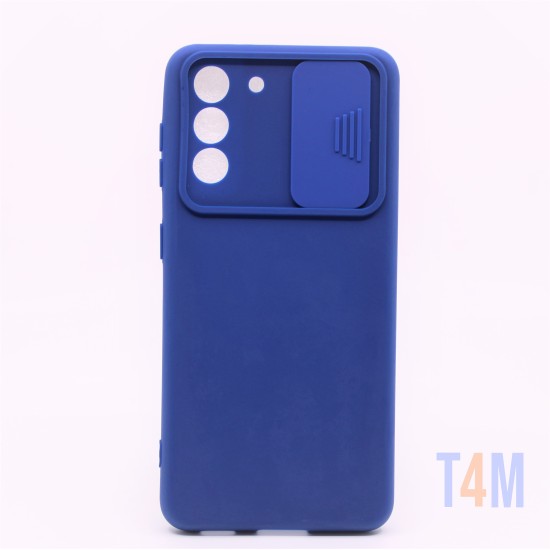 CAPA DE SILICONE COM PROTEÇÃO DE CÂMERA PARA SAMSUNG GALAXY S21 PLUS AZUL ESCURO