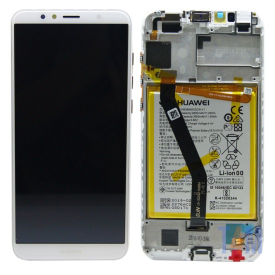 TOUCH+DISPLAY+FRAME COM BATERIA HUAWEI Y6 2018 BRANCO (SERVICE PACK 02351WLK)