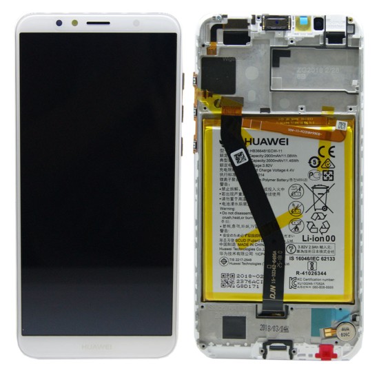 TOUCH+DISPLAY+FRAME WITH BATTERY HUAWEI Y6 2018 WHITE (SERVICE PACK 02351WLK)