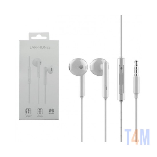 HUAWEI EARPHONES THREE CONTROL BUTTONS BUILT IN MICROPHONE MODEL -- AM115 WHITE