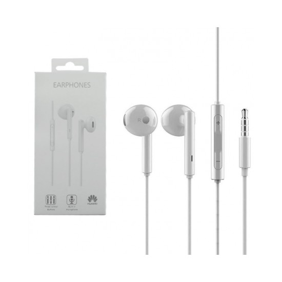 HUAWEI EARPHONES THREE CONTROL BUTTONS BUILT IN MICROPHONE MODEL -- AM115 WHITE