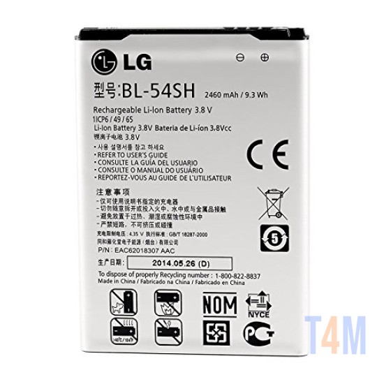 BATERIA LG BL-54SG, BL-54SH PARA LG OPTIMUS F7, MINI G3, D405N, L90, L80 LG, D373, D322 G3 BEAT D722, G3S D331 L BELLO ORIGINAL