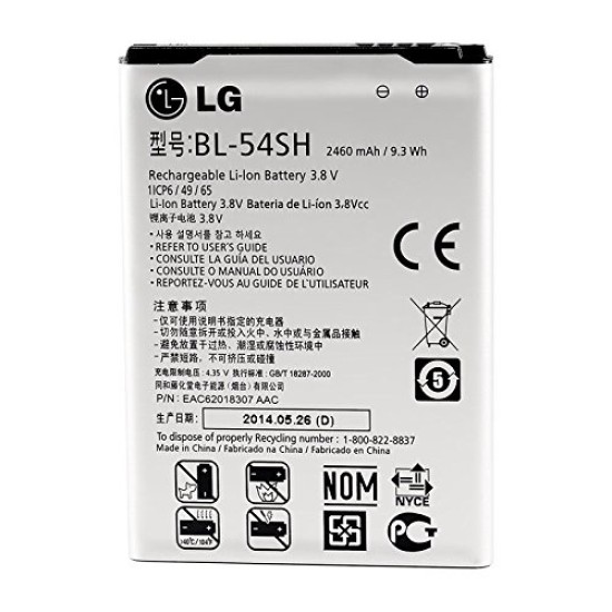 BATERIA LG BL-54SG, BL-54SH PARA LG OPTIMUS F7, MINI G3, D405N, L90, L80 LG, D373, D322 G3 BEAT D722, G3S D331 L BELLO ORIGINAL