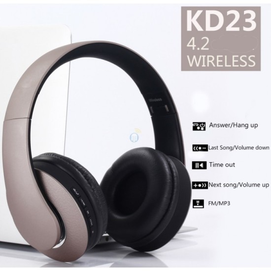 AURICULAR SEM FIO STEREO BLUETOOTH KD23 DOURADO