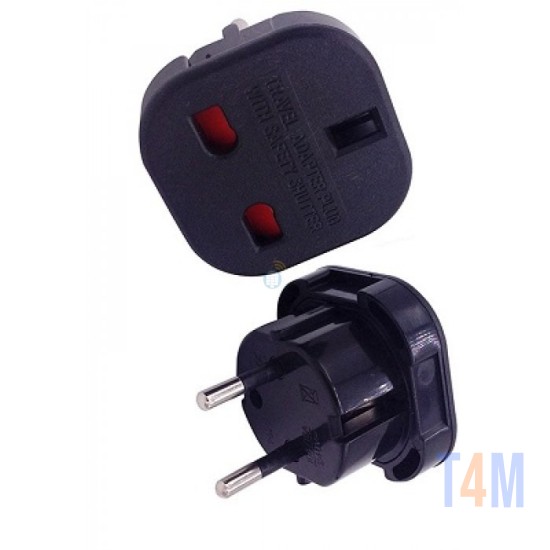 Universal Travel Adapter UK to EU Plug Converter 10A-16A 240V Black