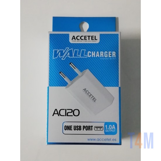 ADAPTADOR ACCETEL ONE USB PORT 1.0A AC120 BRANCO