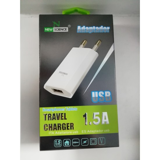 NEW SCIENCE ADAPTOR USB 1.5A (REF:7340) WHITE