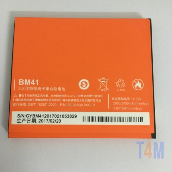 BATERIA XIAOMI BM41 3.8V 2000MAH REDMI REDRICE 1S