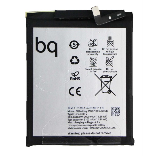 BATTERY BQ AQUARIS X.X PRO 1/CP4/63/76 1CP46376 3100MAH 