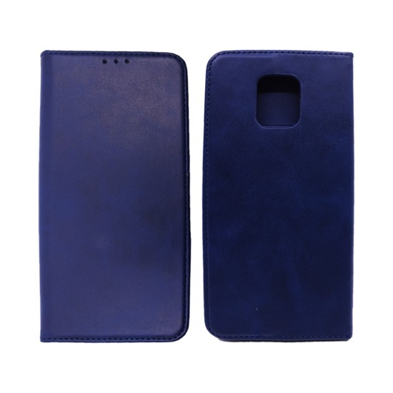 Leather Flip Cover with Internal Pocket For Xiaomi Redmi Note 9 Pro Blue