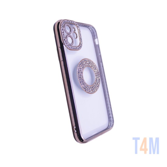 Capa de Silicone Suave com Design de Diamante para Apple iPhone 12 Dourado