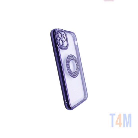 Capa de Silicone Suave com Design de Diamante para Apple iPhone 12 Roxo