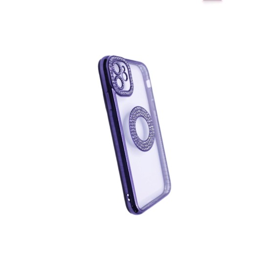 Capa de Silicone Suave com Design de Diamante para Apple iPhone 12 Roxo