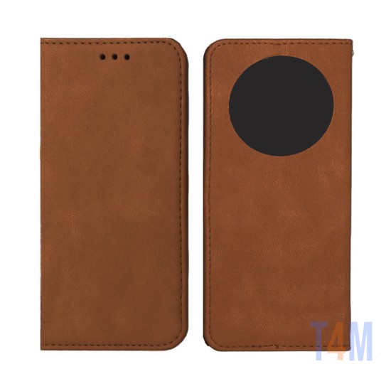 Leather Flip Cover with Internal Pocket for Xiaomi Redmi A3 Brown