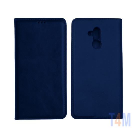 Capa de Couro com Bolso Interno para Huawei Mate 20 Lite Azul