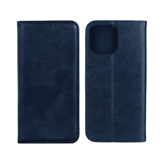 Capa Flip de Couro com Bolso Interno para Apple iPhone 15 Plus Azul