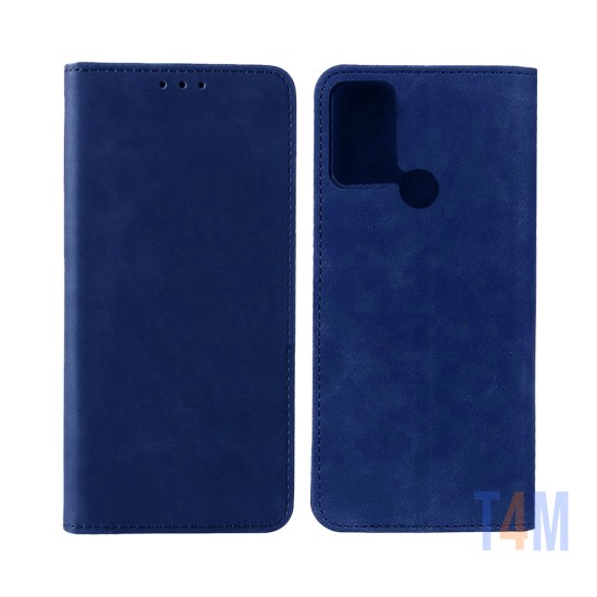 Capa de Couro com Bolso Interno para Oppo A53/A53s Azul