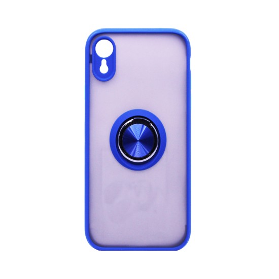 Capa com Anel de Suporte para Apple iPhone XR Azul Fumado