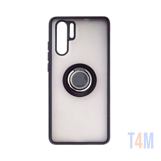 Funda con Anilla de Soporte para Huawei P30 Pro Negro Ahumado