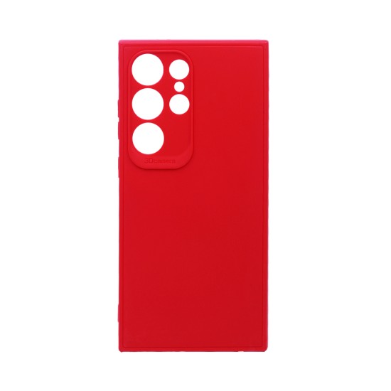 Capa de Silicone Macio com Moldura de Câmera para Samsung Galaxy S24 Ultra Vermelho