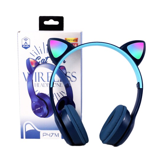 Auscultadores sem Fio P47M Cat Ear Azul Escuro