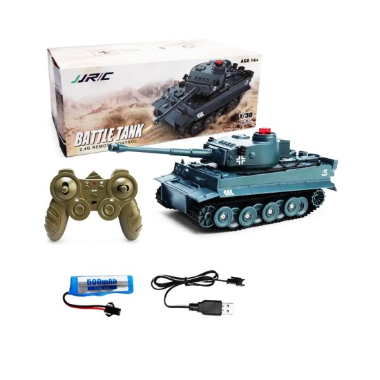 JJRC Battle Tank Q85 with Remote Control and Tracker Sound Effects for Kids Gray