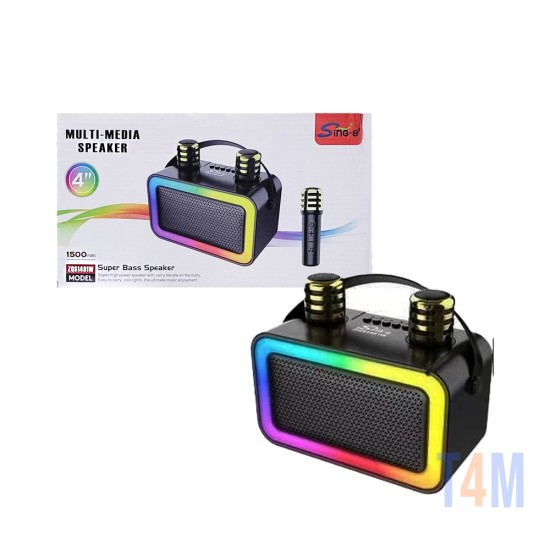 Altavoz Inalámbrico Portátil Sing-e ZQS1491W con Doble Micrófono Negro